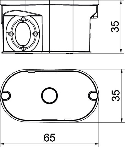Caixa de aplique UP com tampa Ø2x35mm, H35 Polipropileno Jet black