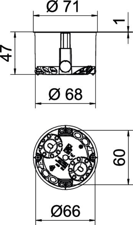 Caixa de aparelhagem HW Ø68mm, H47mm Polipropileno cor-de-laranja