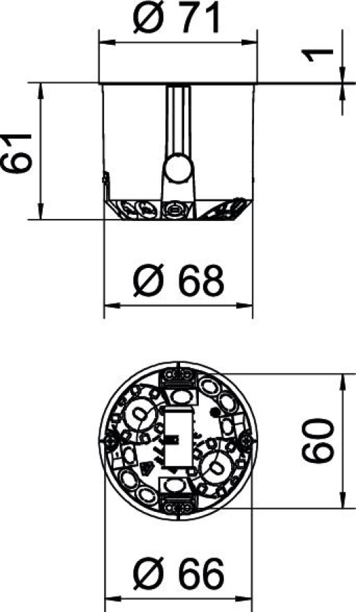 Caixa de aparelhagem HW Ø68mm, H61mm Polipropileno cor-de-laranja