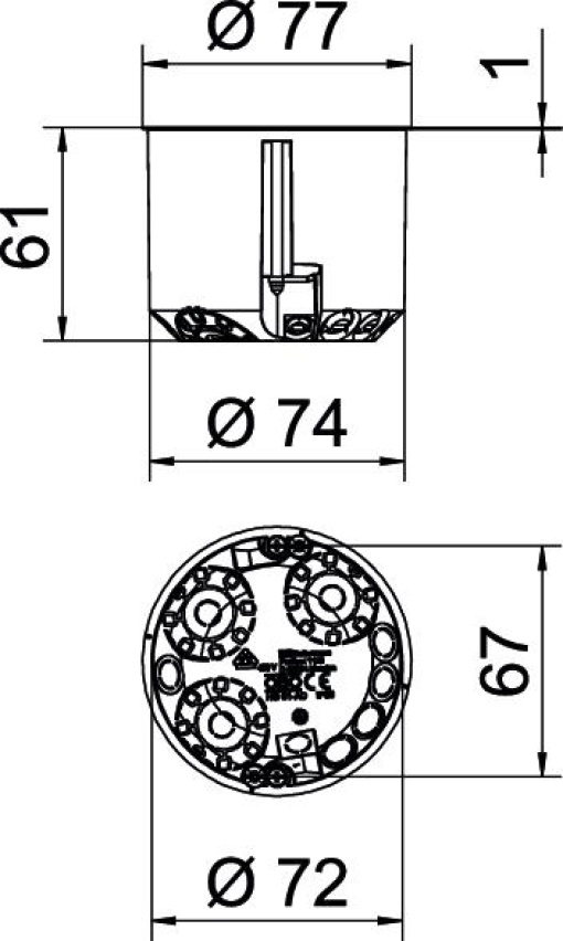 Caixa de aparelhagem HW para CEEPERILEX Ø74mm, H61mm Polipropileno cor-de-laranja