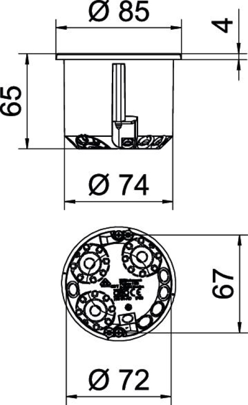Caixa de aparelhagem HW CEEPERILEX com vedante Ø74mm, H61mm Polipropileno cor-de-laranja