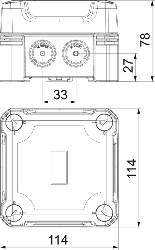 Caixa de derivação com tampa transparente 114x114x78 Policarbonato cinzentotransparente