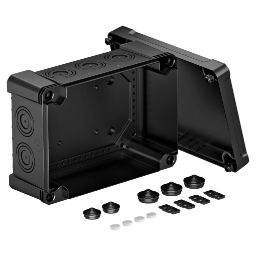 Caixa de derivação 286x202x125 Policarbonato preto RAL 9011
