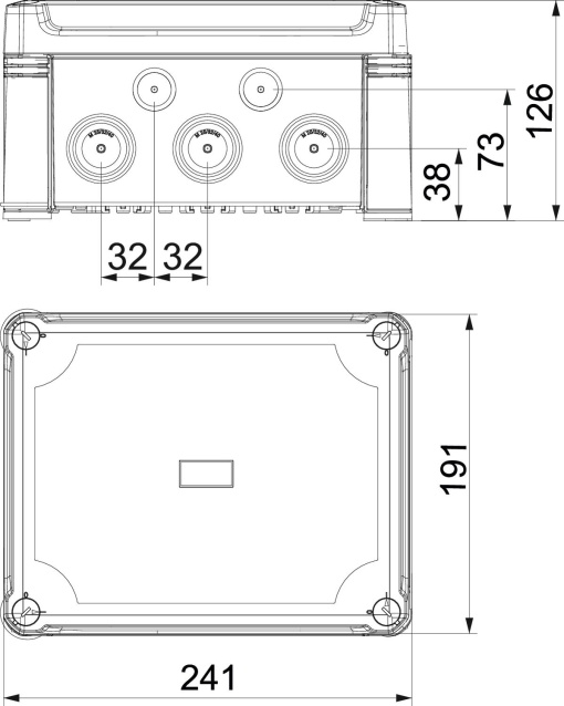 Caixa de derivação Terminal ramal linha principal 240x191x125 Policarbonato cinzento claro RAL 7035