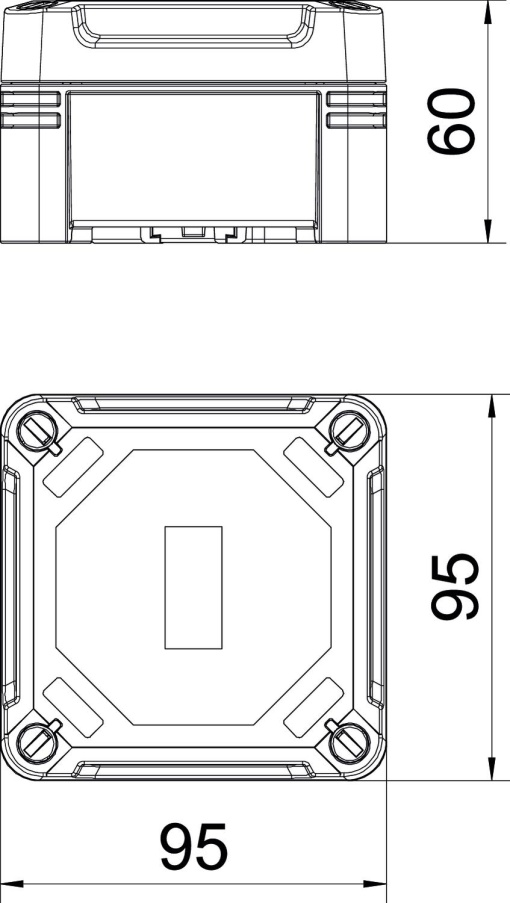 Caixa vazia 95x95x60 Policarbonato cinzento claro RAL 7035