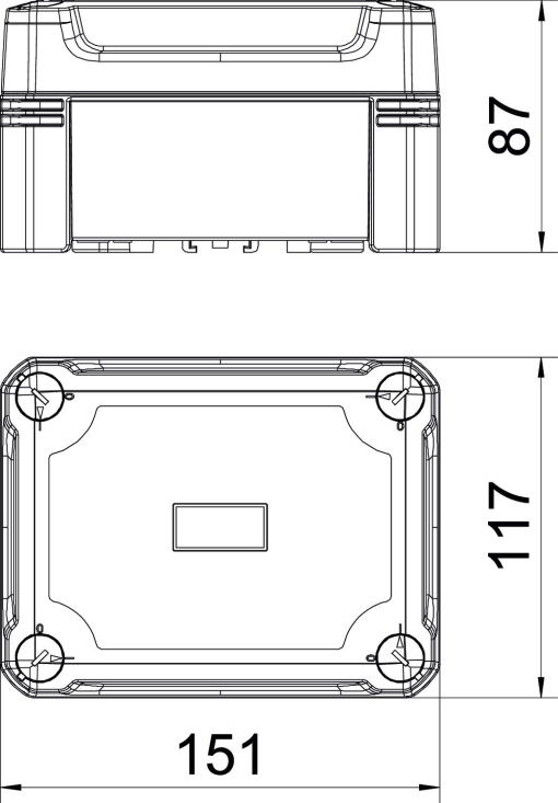Caixa vazia 150x116x86 Policarbonato cinzento claro RAL 7035