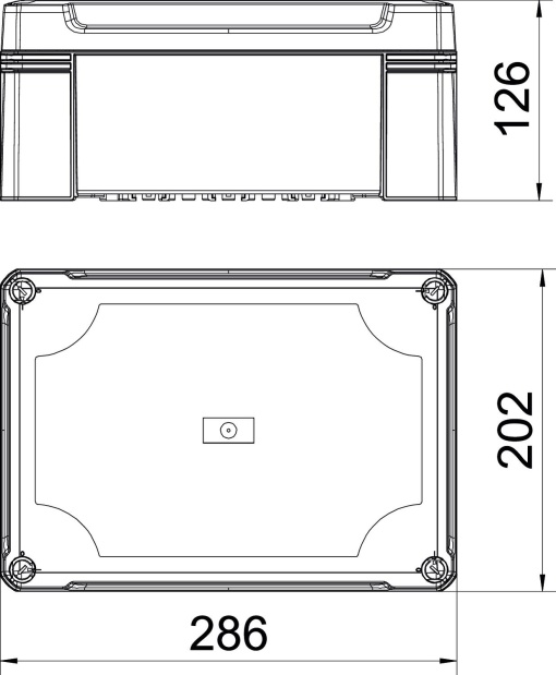 Caixa vazia com calha DIN 2069 286x202x125 Policarbonato cinzento claro RAL 7035