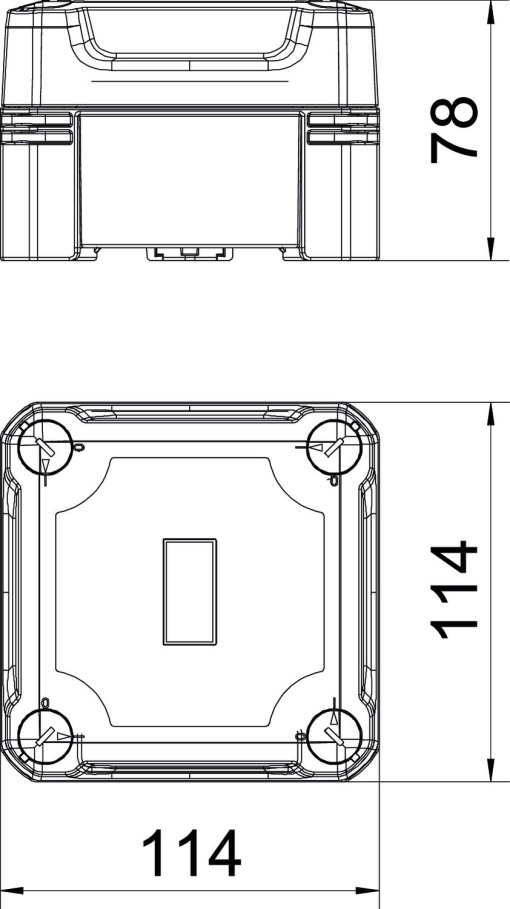 Caixa vazia com tampa transparente 114x114x78 Policarbonato cinzentotransparente