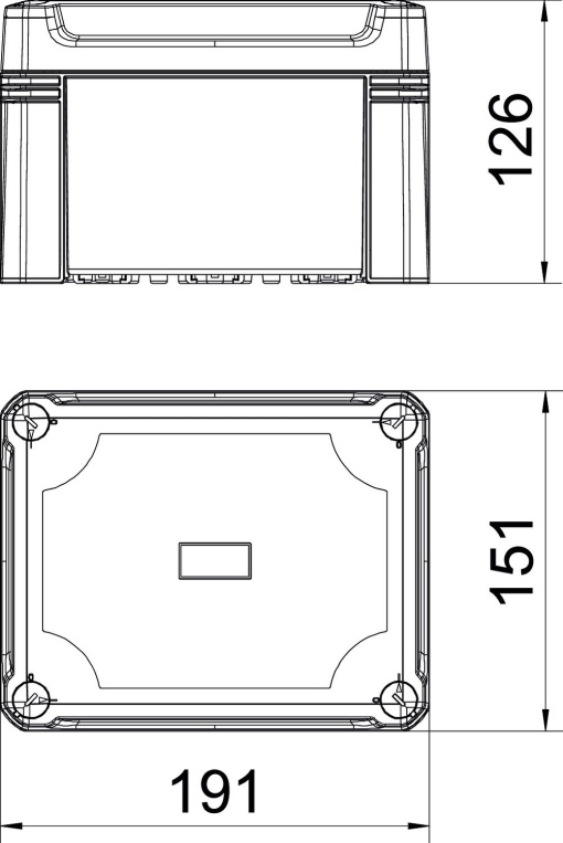 Caixa vazia tampa transparente, calha 2069 190x150x125 Policarbonato cinzentotransparente