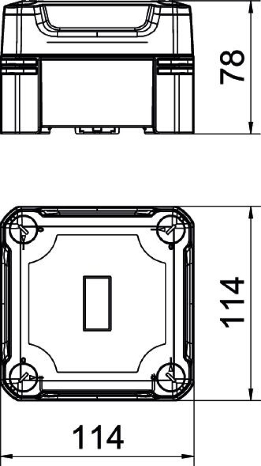 Caixa vazia 114x114x78 Policarbonato preto grafite RAL 9011