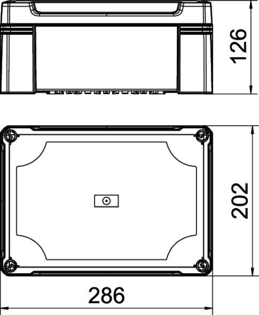 Caixa vazia 286x202x125 Policarbonato preto grafite RAL 9011