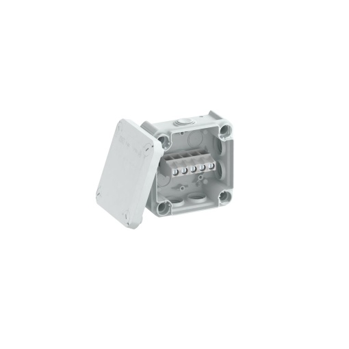 Caixa de derivação com régua bornes  entradas 114x114x57 Polipropileno cinzento claro RAL 7035