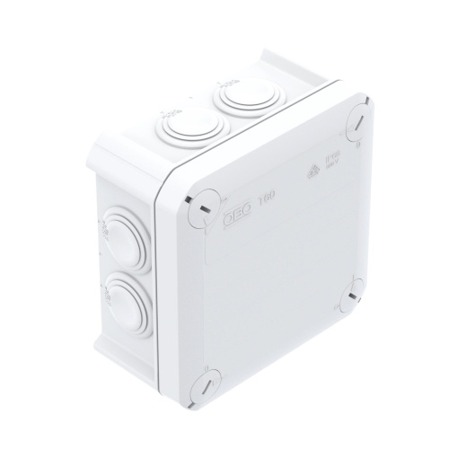 Caixa de derivação com entradas 114x114x57 Polipropileno branco puro RAL 9010