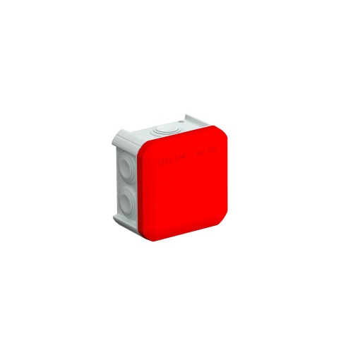 Caixa de derivação com entradas, tampa vermelha 90x90x52 Polipropileno cinzento  vermelho