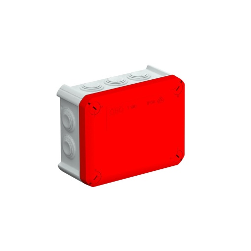 Caixa de derivação com entradas, tampa vermelha 150x116x67 Polipropileno cinzento  vermelho