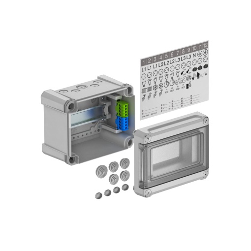 Quadro de distribuição para máx. 5 módulos 190x150x125 Poliestireno cinzento claro RAL 7035