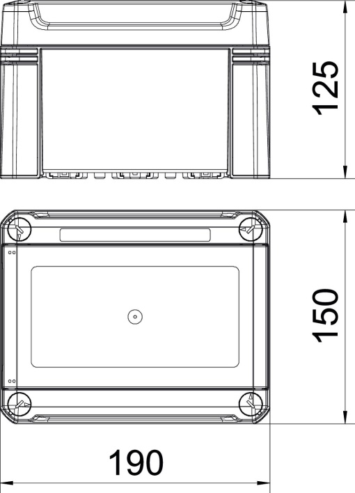 Quadro de distribuição sem bornes, para 3 módulos 150x190x125 Poliestireno cinzento claro RAL 7035