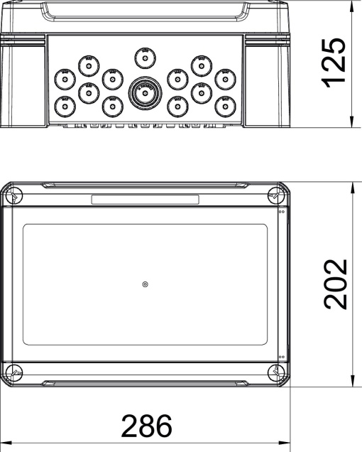 Quadro de distribuição para máx. 12 módulos 286x202x125 Policarbonato cinzento claro RAL 7035