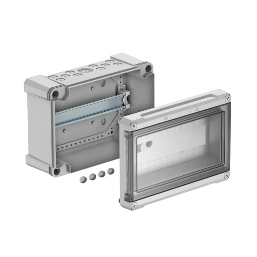 Quadro de distribuição sem bornes, para 12 módulos 286x202x125 Policarbonato cinzento claro RAL 7035
