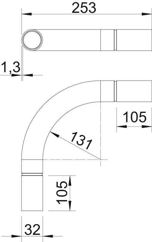 Ângulo de alumínio sem rosca Ø32mm Alumínio