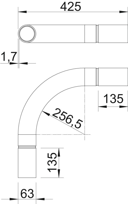 Ângulo de alumínio sem rosca Ø63mm Alumínio