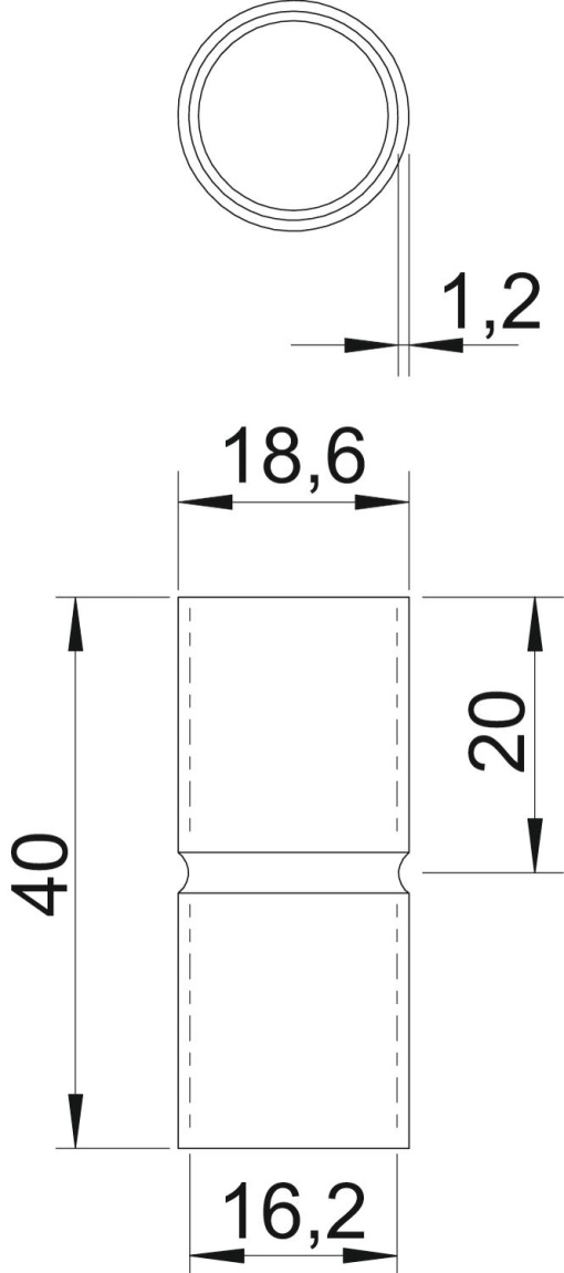 União de alumínio sem rosca Ø16mm Alumínio