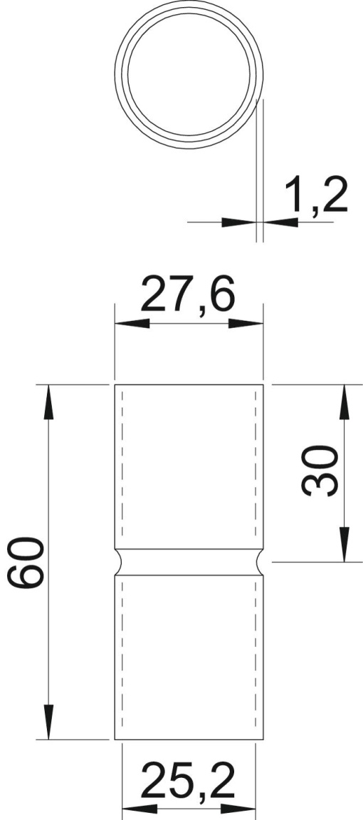 União de alumínio sem rosca Ø25mm Alumínio