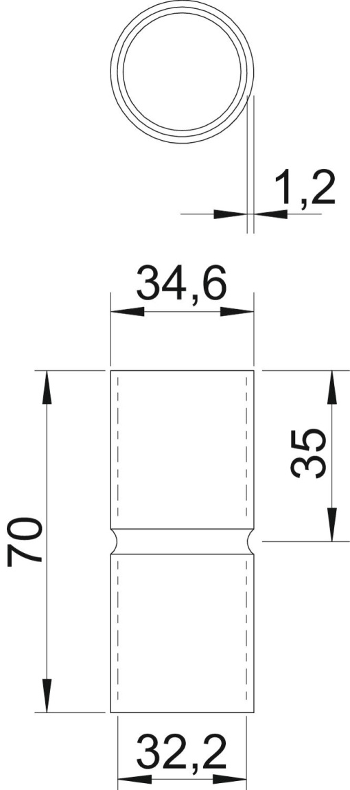 União de alumínio sem rosca Ø32mm Alumínio