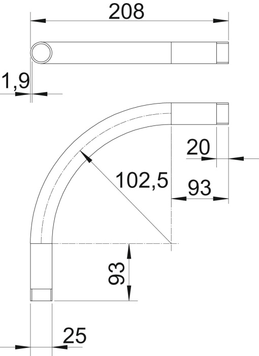 Ângulo de alumínio com rosca M25x1,5 Alumínio