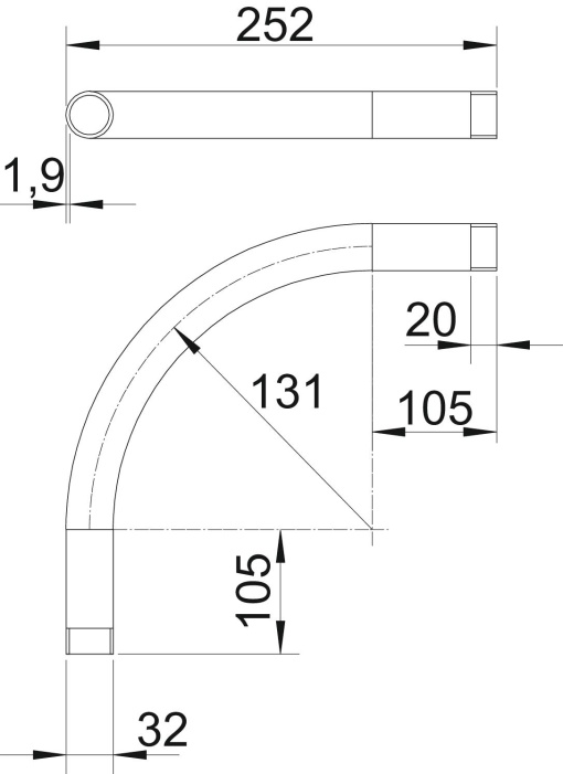Ângulo de alumínio com rosca M32x1,5 Alumínio