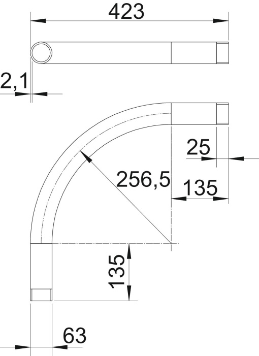 Ângulo de alumínio com rosca M63x1,5 Alumínio