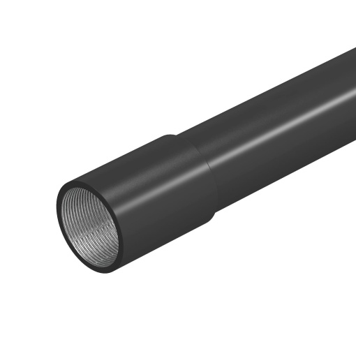 Tubo metálico com rosca M25, 3000mm Aço PES50 - PoliésterEpóxido preto RAL 9005