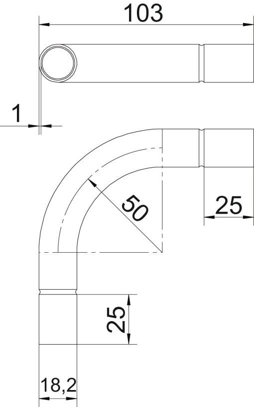 Ângulo de aço inox sem rosca Ø16mm Aço inoxidável A4 1.4571 brilhante, pós-tratamento