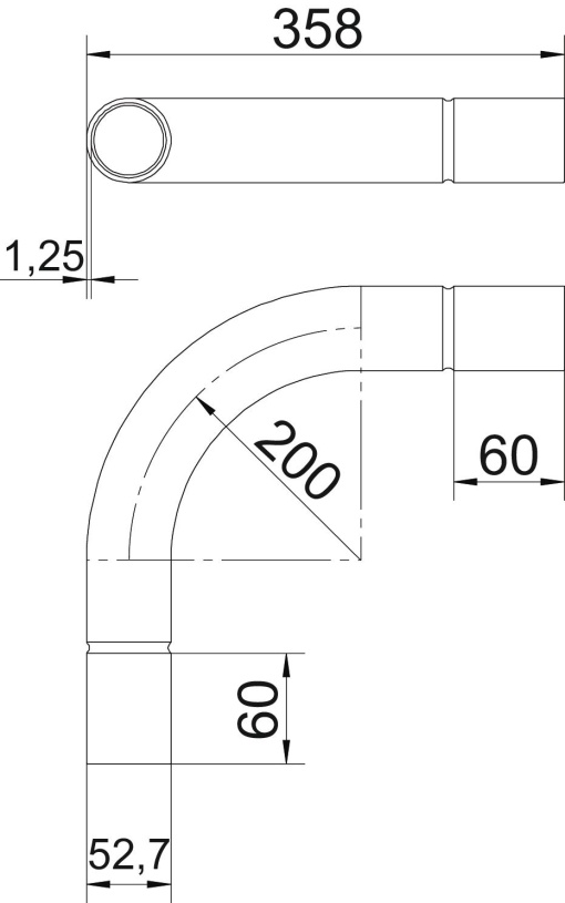 Ângulo de aço inox sem rosca Ø50mm Aço inoxidável A4 1.4571 brilhante, pós-tratamento