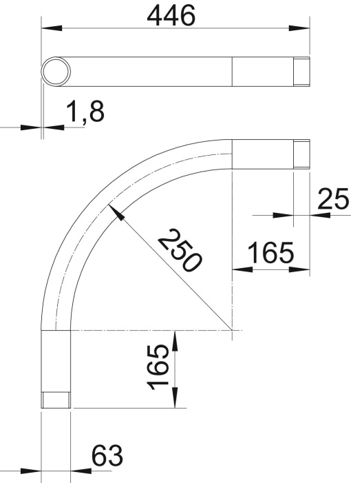 Ângulo metálico 90º com rosca M63x1,5 Aço eletrozincado