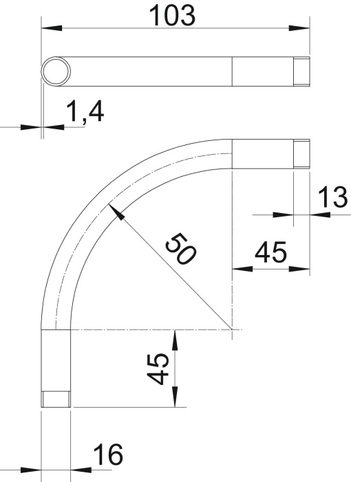 Ângulo metálico 90º com rosca M16x1,5 Aço PES50 - PoliésterEpóxido preto RAL 9005