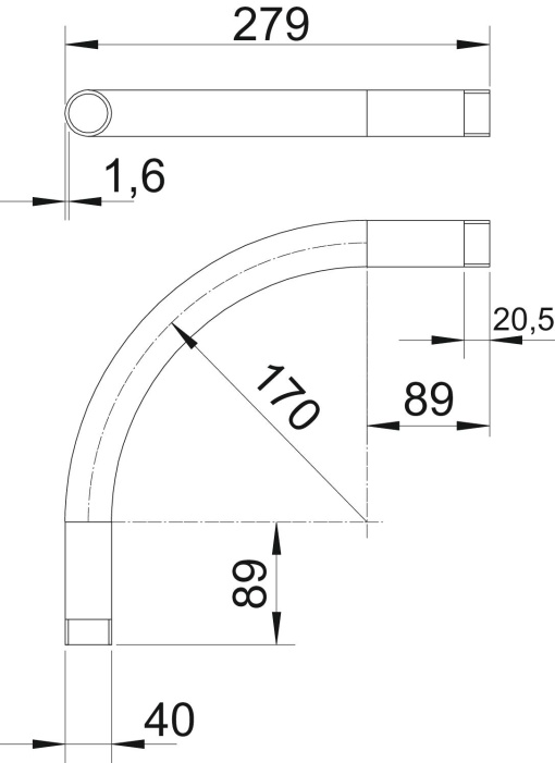 Ângulo metálico 90º com rosca M40x1,5 Aço PES50 - PoliésterEpóxido preto RAL 9005