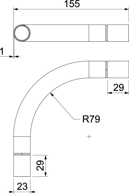 Ângulo metálico 90º sem rosca Ø20mm Aço galvanizado por imersão a quente após maquinação