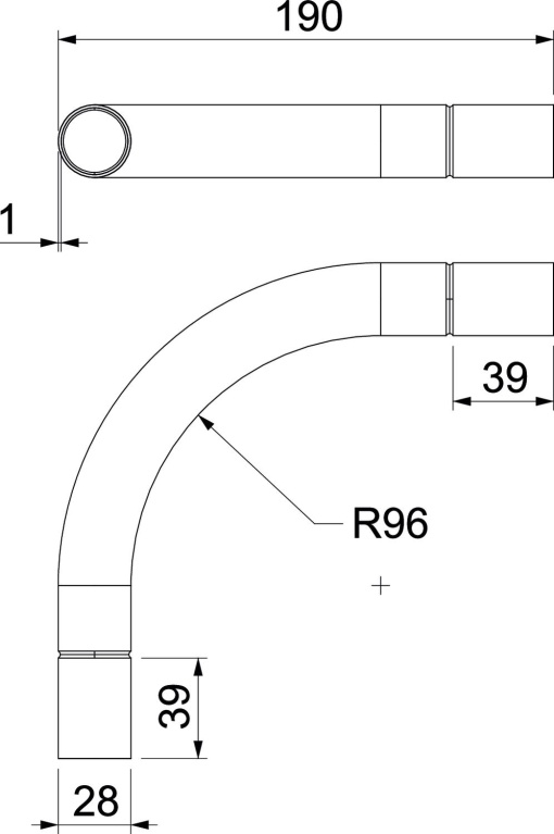 Ângulo metálico 90º sem rosca Ø25mm Aço galvanizado por imersão a quente após maquinação