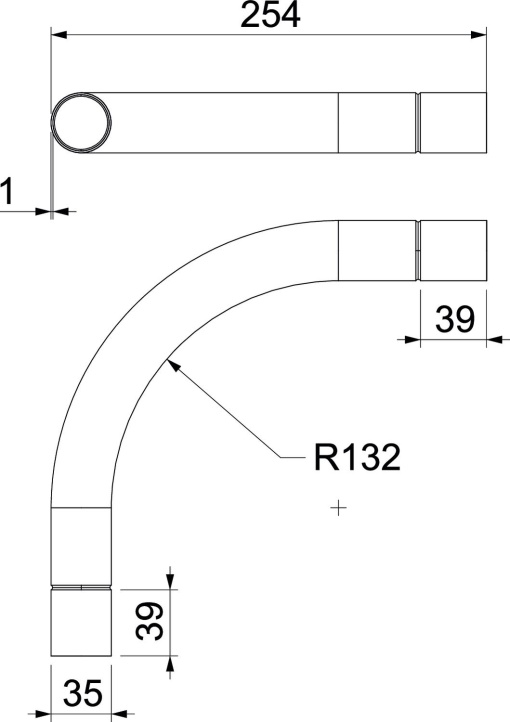 Ângulo metálico 90º sem rosca Ø32mm Aço galvanizado por imersão a quente após maquinação