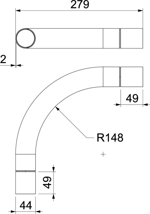 Ângulo metálico 90º sem rosca Ø40mm Aço galvanizado por imersão a quente após maquinação