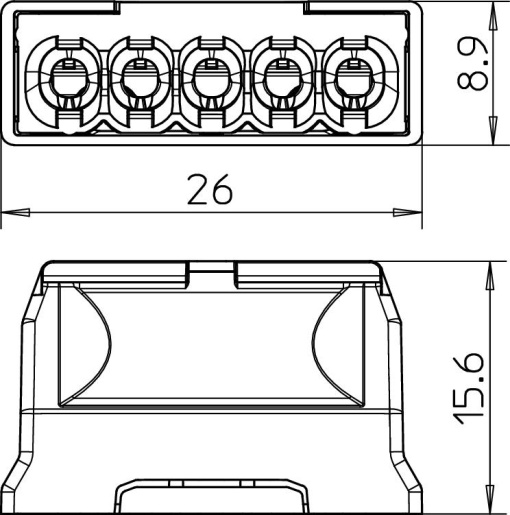 Ligador rápido terminal sem parafusos 5x2,5mm² Poliamida cinzento claro RAL 7035