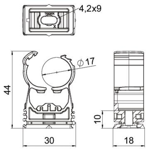 proQuick clip 16-20mm Poliamida cinzento claro RAL 7035