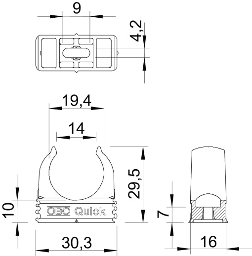 Abraçadeira OBO-Quick M20 Polipropileno cinzento claro RAL 7035
