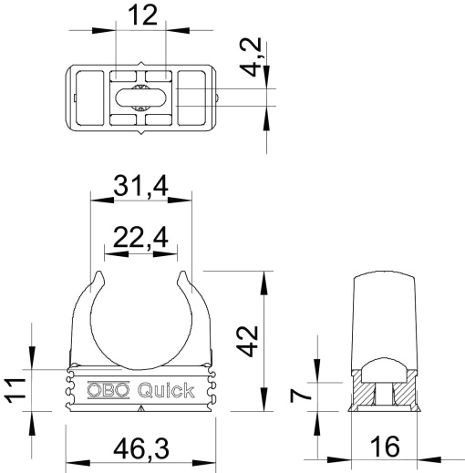 Abraçadeira OBO-Quick M32 Polipropileno cinzento claro RAL 7035
