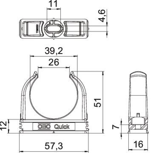 Abraçadeira OBO-Quick resistência fio incandescente M40 Polipropileno cinzento pedra RAL 7030