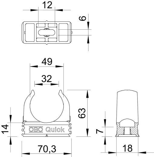 Abraçadeira OBO-Quick M50 Polipropileno preto RAL 9005