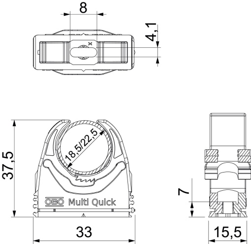 Abraçadeira Multi-Quick 18,5-22,5mm Poliamida cinzento claro RAL 7035