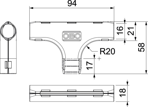 Derivação em T Quick-Pipe M16 Polipropileno cinzento claro RAL 7035