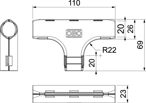 Derivação em T Quick-Pipe M20 Polipropileno cinzento claro RAL 7035